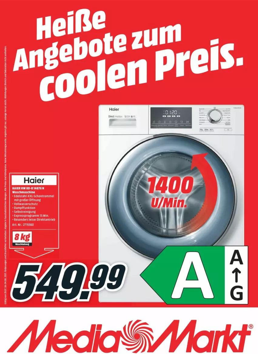 Aktueller Prospekt Media Markt - Prospekte - von 29.07 bis 04.08.2021 - strona 1