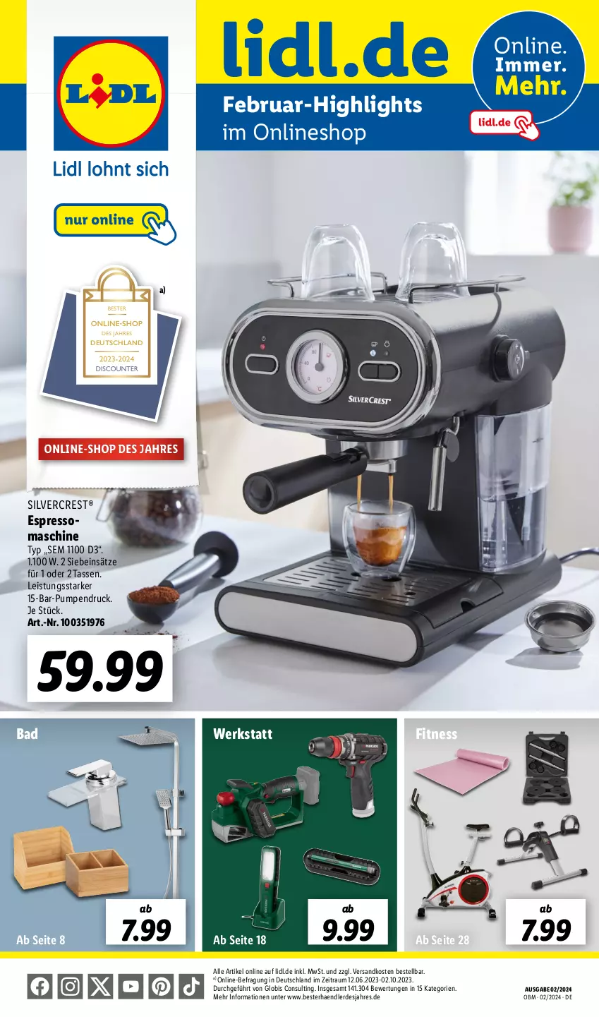 Aktueller Prospekt Lidl - Aktuelle Onlineshop-Highlights - von 01.02 bis 29.02.2024 - strona 1 - produkty: Bad, eis, erde, espresso, ndk, silvercrest, tasse, Ti