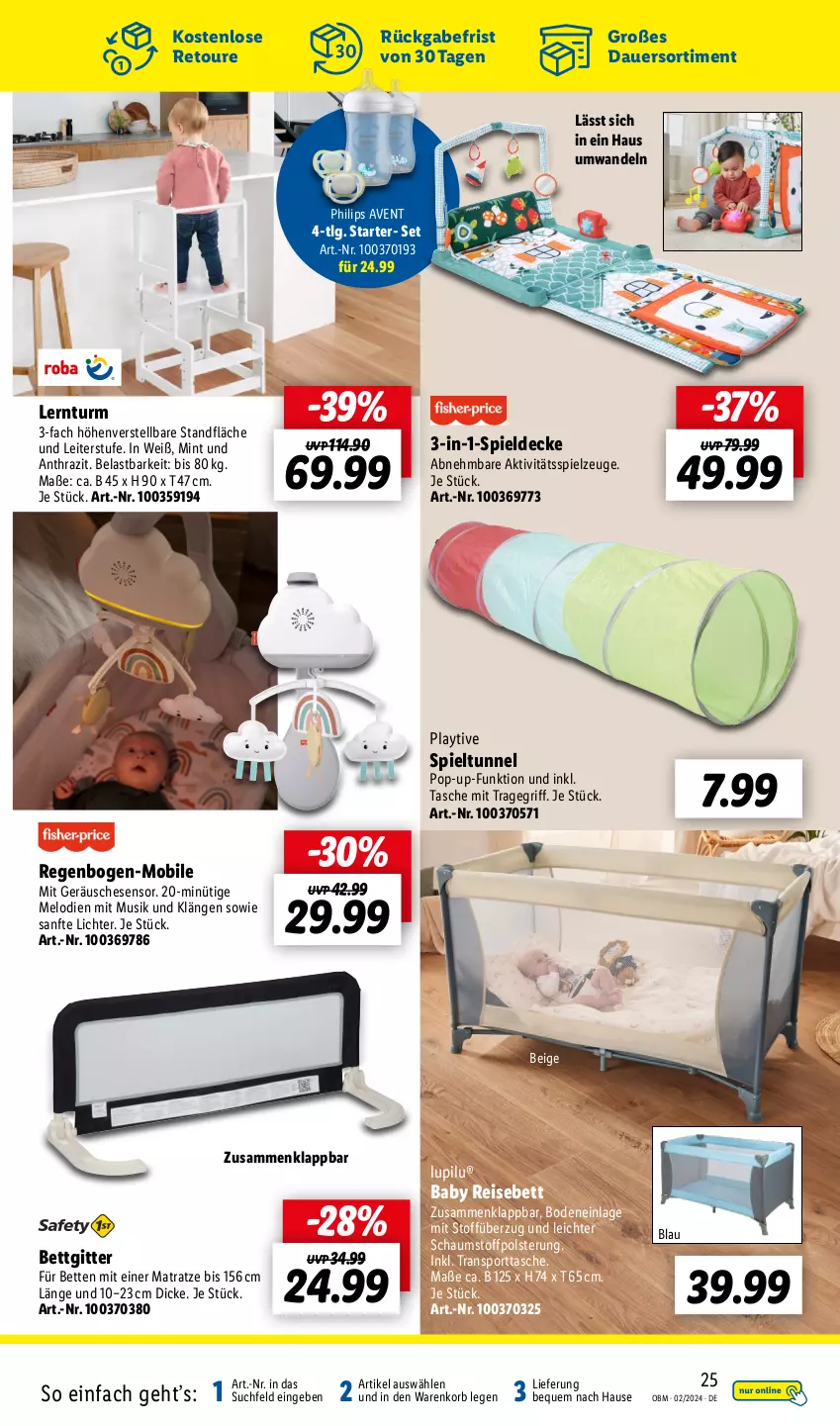 Aktueller Prospekt Lidl - Aktuelle Onlineshop-Highlights - von 01.02 bis 29.02.2024 - strona 25 - produkty: auer, bett, Betten, decke, eis, korb, LG, lupilu, matratze, mint, Philips, reis, spielzeug, Sport, sporttasche, Tasche, Ti, tragegriff