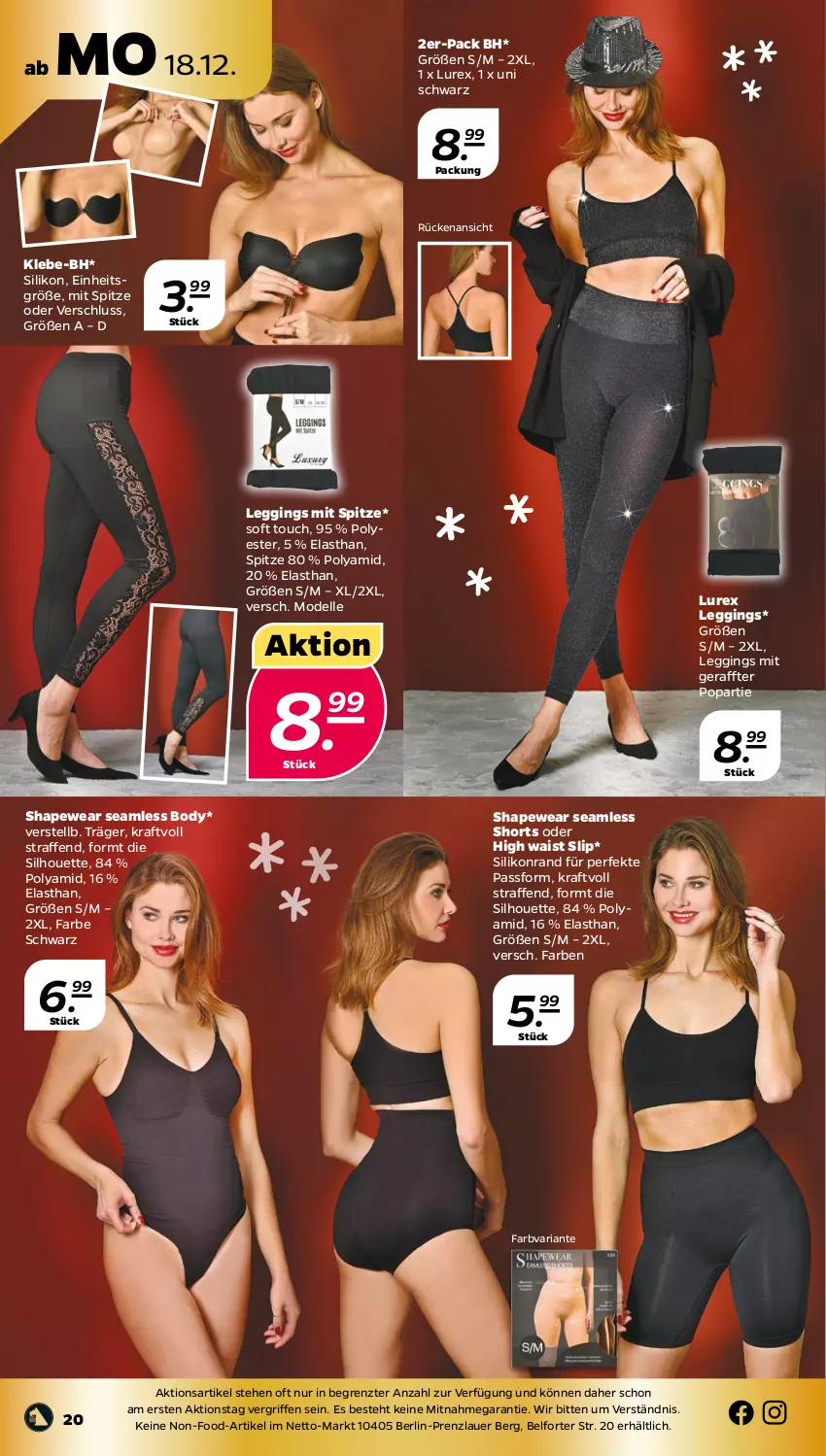 Aktueller Prospekt Netto - Woche 51 - von 18.12 bis 23.12.2023 - strona 20 - produkty: auer, body, dell, elle, gin, kraft, leggings, Mode, Ria, shorts, slip, Ti, ZTE