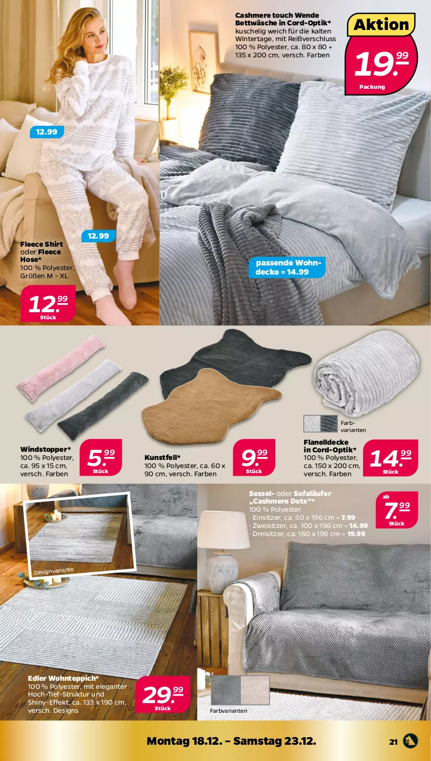 Aktueller Prospekt Netto - Woche 51 - von 18.12 bis 23.12.2023 - strona 21 - produkty: bett, bettwäsche, cashmere, decke, eis, hose, Läufer, reis, Ria, sessel, shirt, Sofa, teppich, Ti, topper