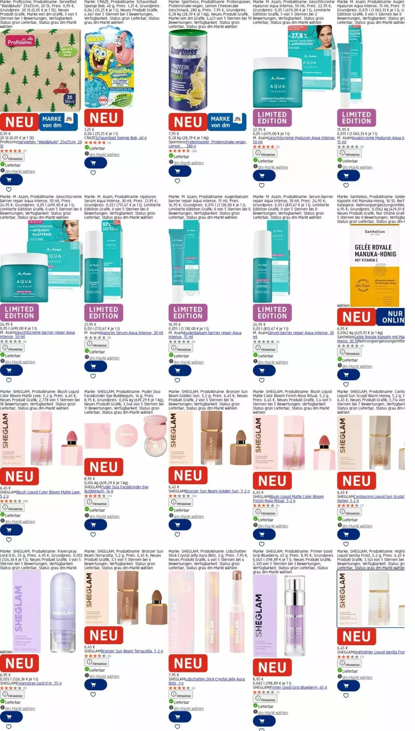 Aktueller Prospekt Dm Drogerie - Prospekte - von 20.10 bis 29.10.2025 - strona 14 - produkty: aqua, auto, Bad, balsam, blueberry, Brei, cheesecake, creme, eis, Finish, gelee, Gesichtscreme, honig, hyaluron, Kaki, latte, mac, moser, nuk, Profissimo, reis, ring, rum, Sanhelios, schaumbad, Serum, Serviette, servietten, shake, sim, Sport, tee, Ti, vita, Vitamin C