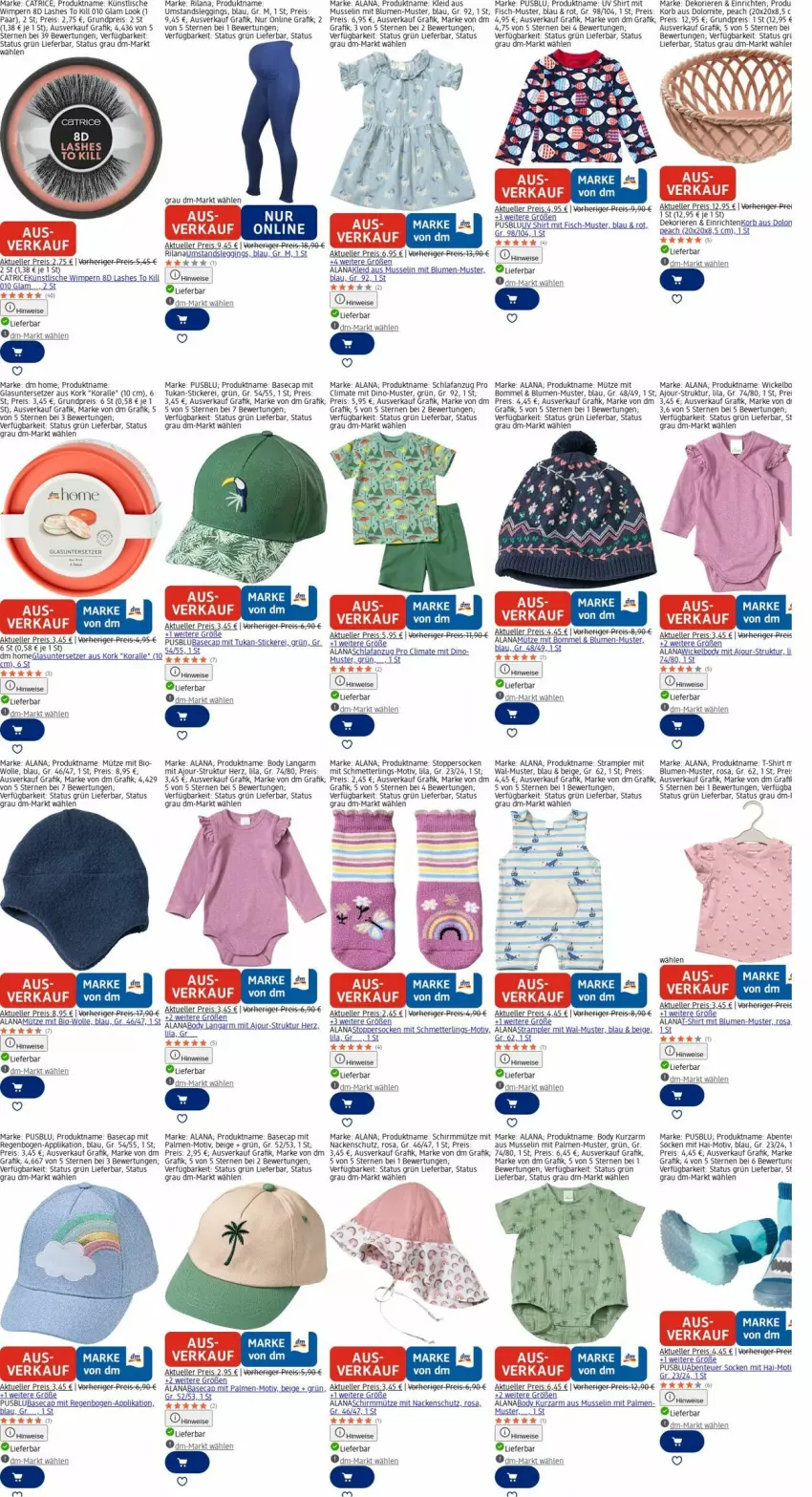 Aktueller Prospekt Dm Drogerie - Prospekte - von 20.10 bis 29.10.2025 - strona 22 - produkty: Anzug, Astra, Bau, bio, blume, blumen, body, Cap, eis, elle, ente, fisch, gin, kleid, korb, leggings, LG, mac, Mett, Mütze, reis, sana, Schlafanzug, Schmetterling, shirt, socken, Strampler, T-Shirt, Ti, topper, Untersetzer, usb, WICK, wolle