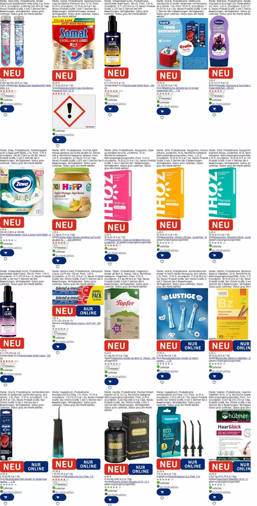 Aktueller Prospekt Dm Drogerie - Prospekte - von 20.10 bis 29.10.2025 - strona 6 - produkty: apfel, aprikose, aufsteckbürsten, Bad, Bau, blend-a-med, bübchen, buch, bürste, bürsten, Cap, deka, dusche, duschgel, eier, eis, elektrische zahnbürste, elle, folgemilch, früchte, gliss, hella, himbeer, hipp, kaugummi, Kinder, kirsch, kirsche, LG, mango, milch, minze, oral-b, papier, pasta, Reinigung, reis, schwarzkop, schwarzkopf, shampoo, somat, spülmaschinen, tablet, tablett, Tablette, Ti, toilettenpapier, uhu, vita, Vitamine, zahnbürste, zahnpasta, zewa, zitrone, zucker