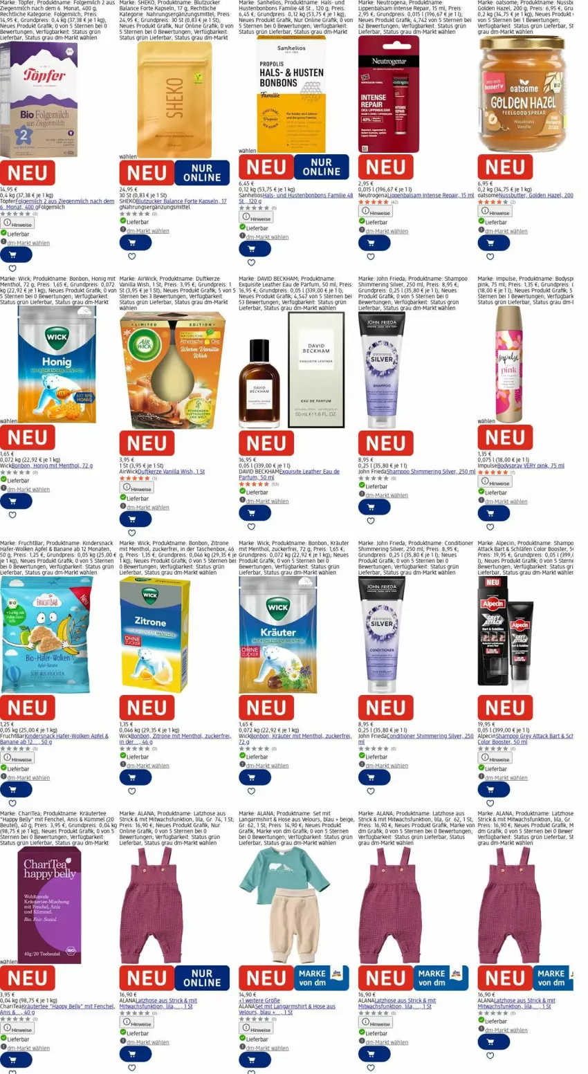 Aktueller Prospekt Dm Drogerie - Prospekte - von 20.10 bis 29.10.2025 - strona 7 - produkty: airwick, alpecin, apfel, balsam, banane, beutel, body, bodyspray, bonbons, butter, cin, David Beckham, Duftkerze, Eau de parfum, eier, eis, elle, fenchel, folgemilch, frucht, hafer, honig, hose, kerze, Kinder, kräuter, Langarmshirt, Latzhose, LG, Lippenbalsam, milch, neutrogena, nuss, parfum, Propolis, reis, ring, Sanhelios, shampoo, shirt, snack, ssd, Tasche, taschen, tee, Ti, WICK, zitrone, zucker