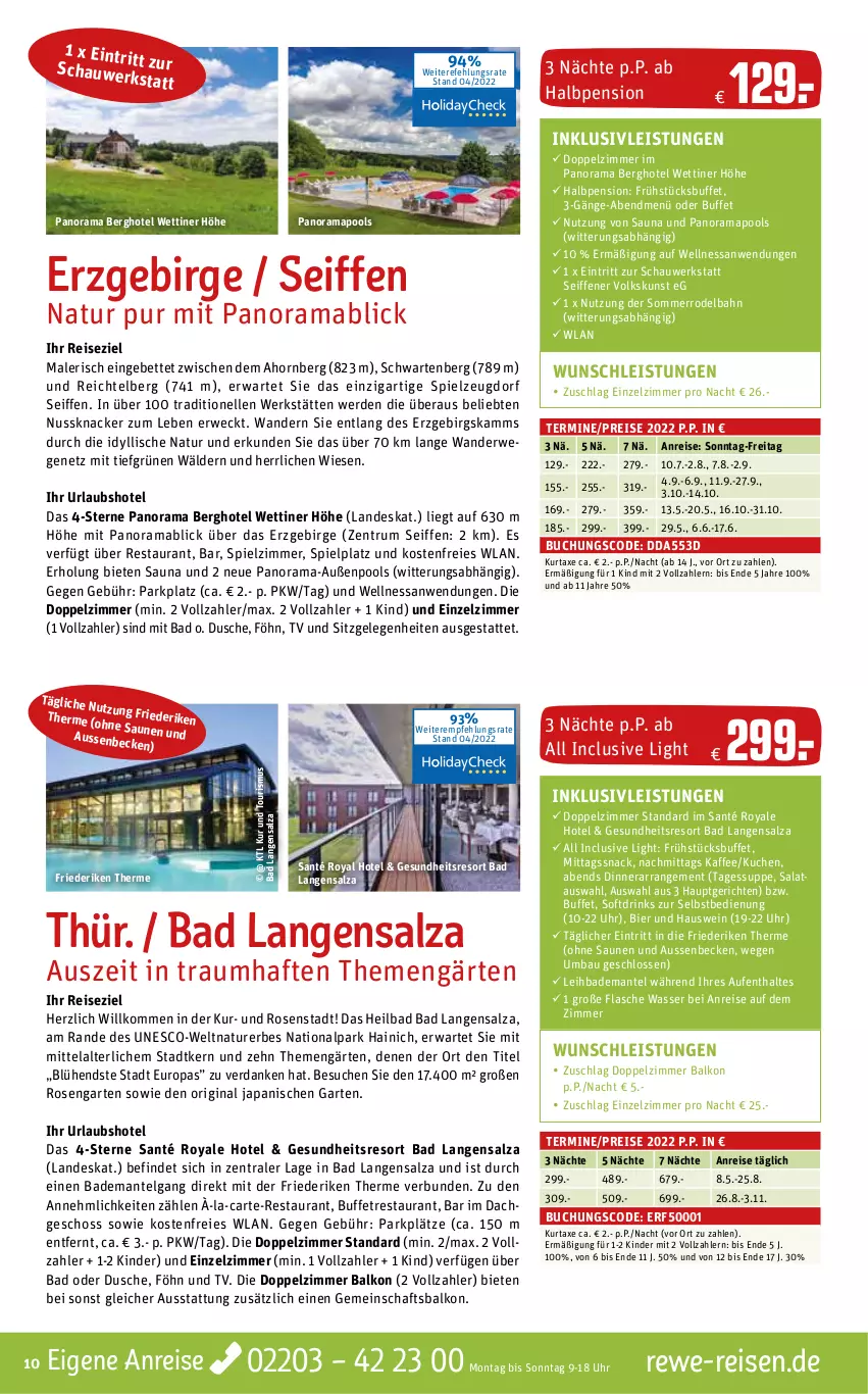 Aktueller Prospekt Rewe Reisen - Reiseprospekt - von 29.04 bis 27.05.2022 - strona 10 - produkty: axe, Bad, Bademantel, Bau, bett, bier, buch, drink, drinks, dusche, eier, eis, elle, erde, flasche, Garten, Gesundheit, gin, inklusivleistungen, kaffee, Kinder, knacker, kuchen, kurtaxe, LG, mab, Mantel, natur, nuss, Nussknacker, pool, rama, reis, rosen, rum, rwe, salat, salz, snack, spielzeug, suppe, Ti, uhr, wasser, weck, wein