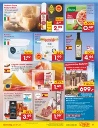 Gazetka promocyjna Netto Marken-Discount - Filial-Angebote - Gazetka - ważna od 22.07 do 22.07.2023 - strona 17 - produkty: angebot, bestpreis, buch, eis, feta, fleisch, galbani, geschnetzeltes, gin, grana, grana padano, gyros, jamón serrano, knoblauch, knorr, knorr fix, meersalz, mit zwiebeln, olive, oliven, olivenöl, padano, Rana, reis, reiseveranstalter, salami, salz, schwein, schweine, schweinefleisch, serrano, Tapas, Ti, uhr, wein, weine, Zelt, ZTE, zwiebel, zwiebeln