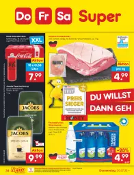 Gazetka promocyjna Netto Marken-Discount - Filial-Angebote - Gazetka - ważna od 22.07 do 22.07.2023 - strona 34 - produkty: Alwa, bestpreis, bohne, bohnen, braten, brunnen, coca-cola, cola, eis, elle, flasche, fleisch, glasflasche, jacobs, kaffee, kaffeebohnen, krustenbraten, mineralwasser, Mineralwasser Medium, natur, ndk, reis, rel, saft, schinken, schwein, Ti, wasser, wein, wurst, wurst in selbstbedienung