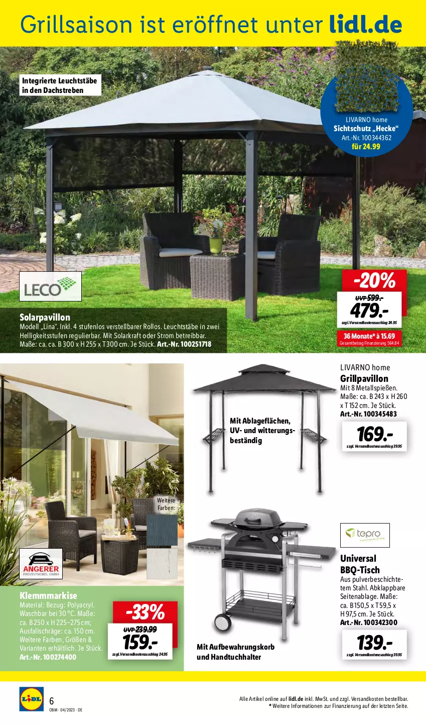 Aktueller Prospekt Lidl - Aktuelle Onlineshop-Highlights - von 01.04 bis 30.04.2023 - strona 6 - produkty: dell, grill, Grillpavillon, handtuch, Handtuchhalter, Klemmmarkise, korb, kraft, Mode, ndk, pavillon, Ria, Ti, tisch, tuc, ZTE