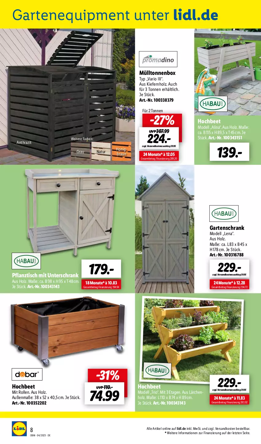 Aktueller Prospekt Lidl - Aktuelle Onlineshop-Highlights - von 01.04 bis 30.04.2023 - strona 8 - produkty: braun, dell, Garten, Holz, honig, Mode, natur, ndk, Schrank, Ti, tisch, unterschrank, ZTE