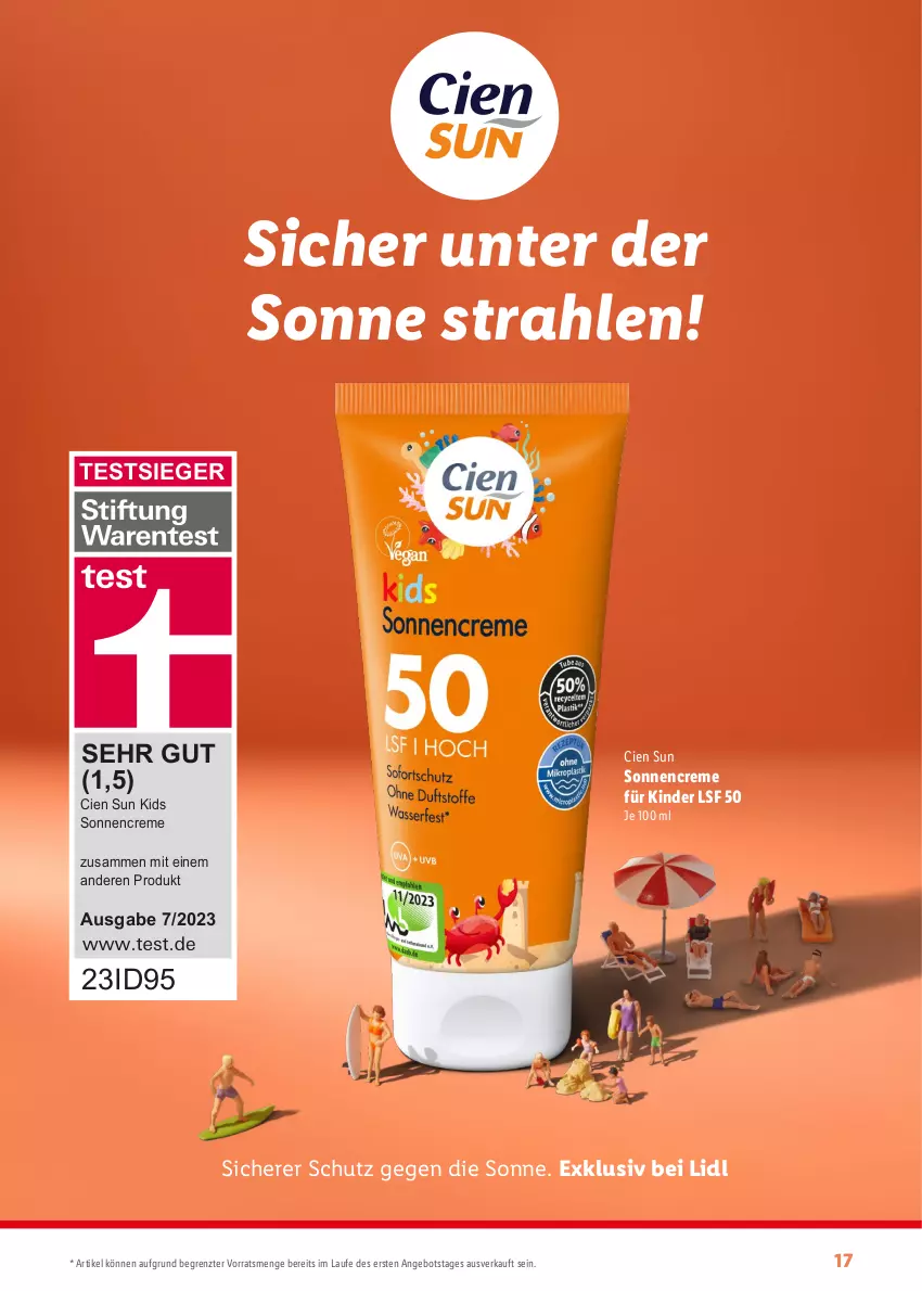 Aktueller Prospekt Lidl - Sommermagazin 2024 - von 13.05 bis 23.06.2024 - strona 17 - produkty: angebot, Cien, creme, Kinder, sonnencreme, Sonnencreme für Kinder, Ti, ZTE