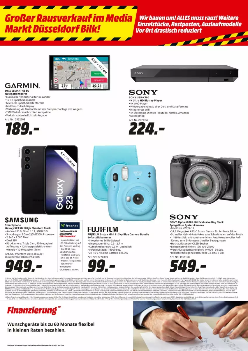 Aktueller Prospekt Media Markt - Prospekte - von 23.03 bis 31.03.2023 - strona 6 - produkty: auto, batterie, Bau, blu-ray, Blu-ray player, Dual SIM, eis, elle, garmin, kamera, Kameras, kleid, lack, leine, navigationsgerät, netflix, reis, Ria, Samsung, sim, smartphone, sony, speicherkarte, spiegel, Ti, uhd, Yo