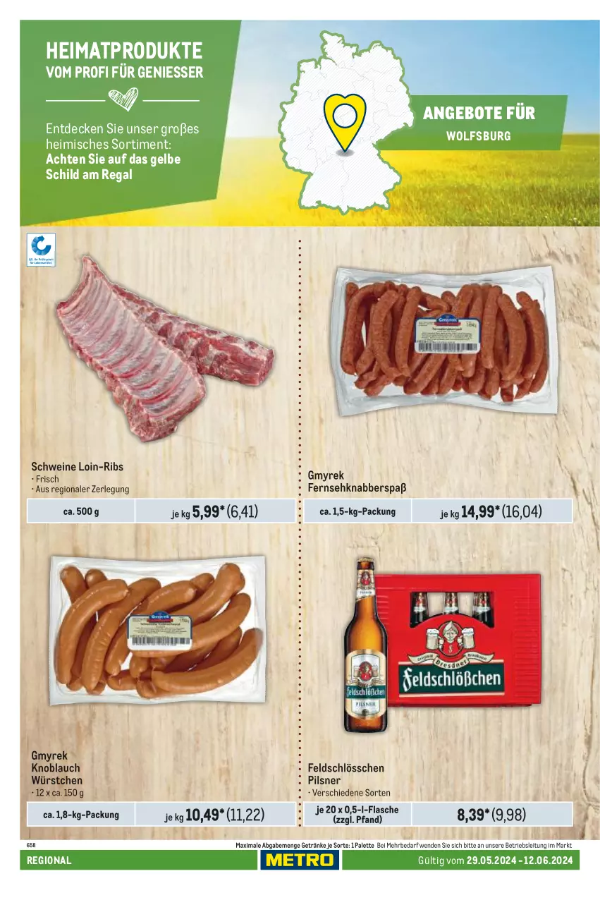 Aktueller Prospekt Metro - Regionaler Adresseinleger - von 29.05 bis 12.06.2024 - strona 14 - produkty: angebot, angebote, decke, flasche, getränk, getränke, knoblauch, Palette, pils, pilsner, regal, schwein, schweine, Ti, wein, weine, würstchen