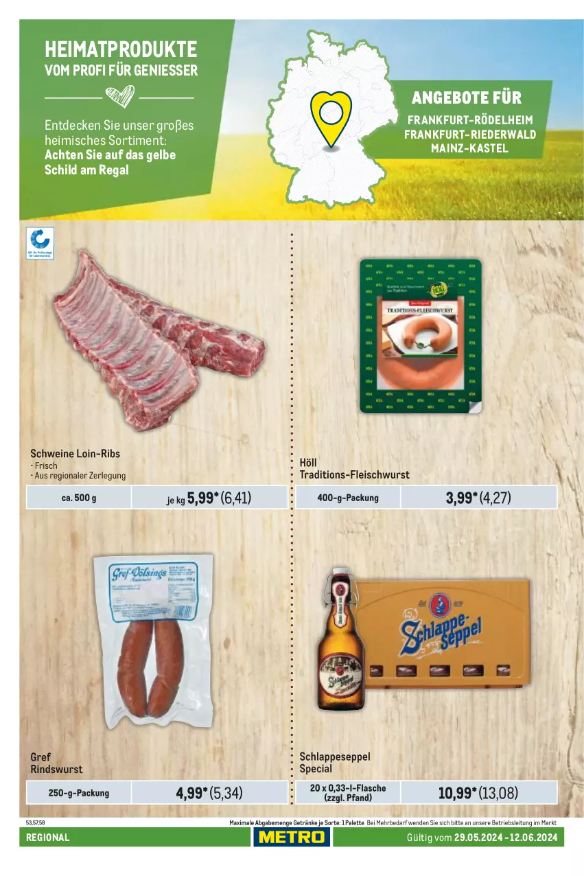 Aktueller Prospekt Metro - Regionaler Adresseinleger - von 29.05 bis 12.06.2024 - strona 52 - produkty: angebot, angebote, decke, eis, flasche, fleisch, fleischwurst, getränk, getränke, Palette, regal, rind, schwein, schweine, Ti, wein, weine, wurst