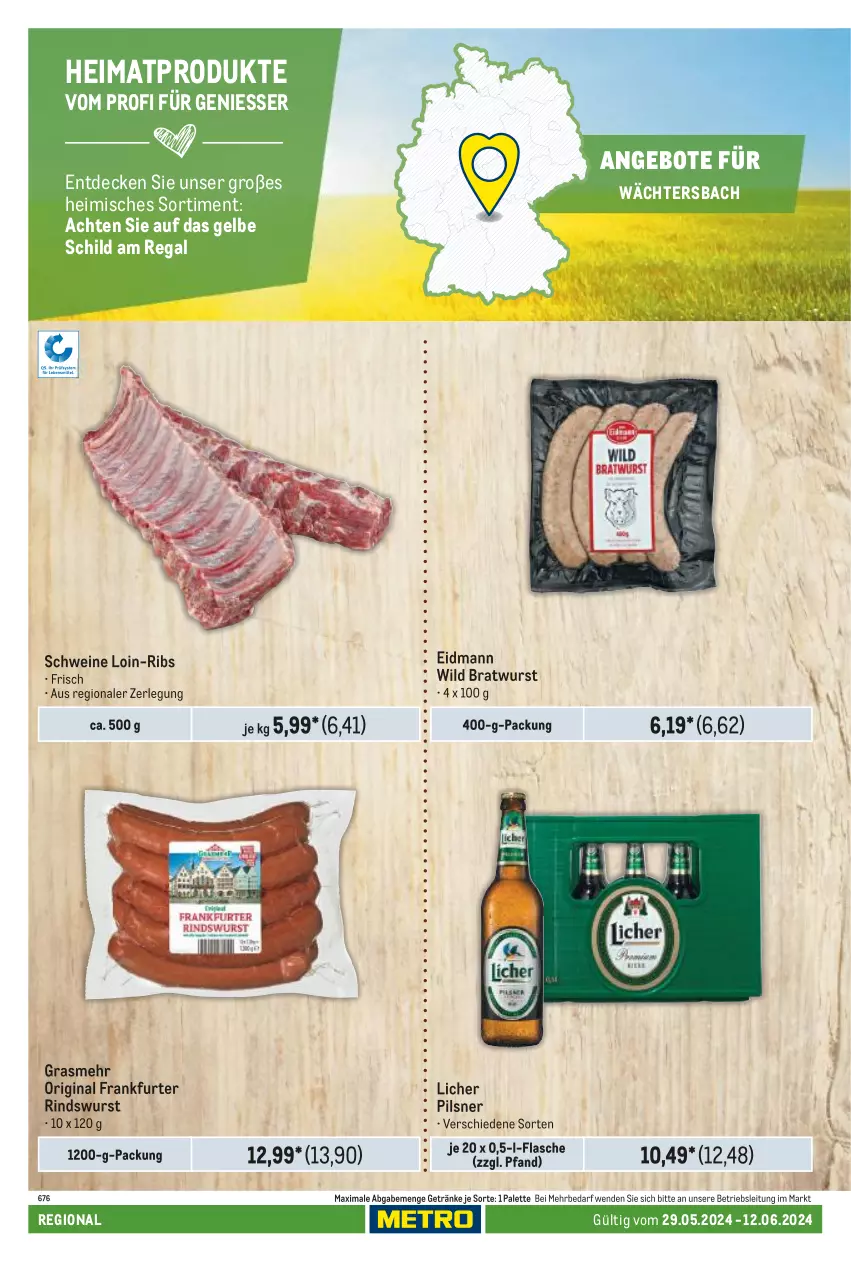 Aktueller Prospekt Metro - Regionaler Adresseinleger - von 29.05 bis 12.06.2024 - strona 60 - produkty: angebot, angebote, bratwurst, decke, flasche, frankfurter, getränk, getränke, gin, Palette, pils, pilsner, regal, rind, schwein, schweine, Ti, wein, weine, Wild, wurst