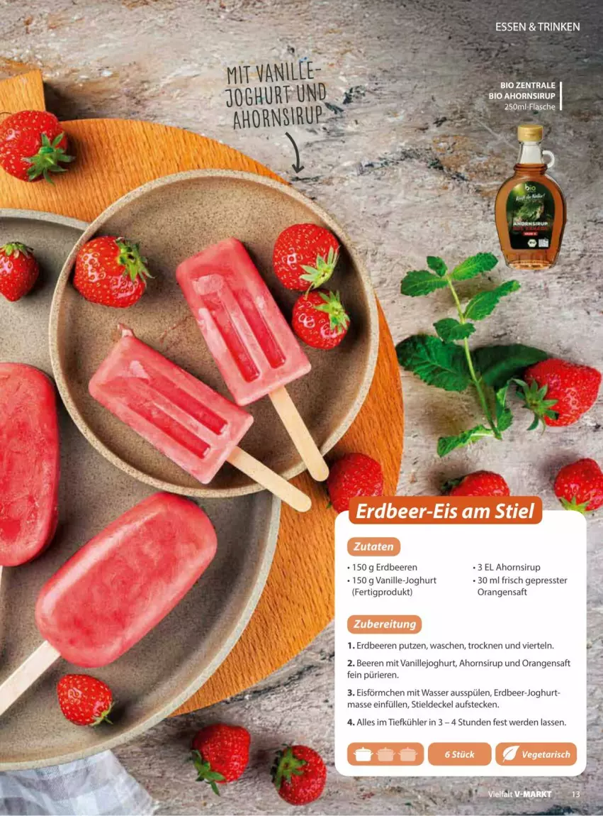 Aktueller Prospekt Vmarkt - Prospekte - von 09.07 bis 23.07.2025 - strona 13 - produkty: beere, beeren, bio, decke, Deckel, eis, erdbeere, erdbeeren, erde, flasche, joghur, joghurt, orange, orangen, orangensaft, saft, sirup, Spülen, Ti, vanille, wasser