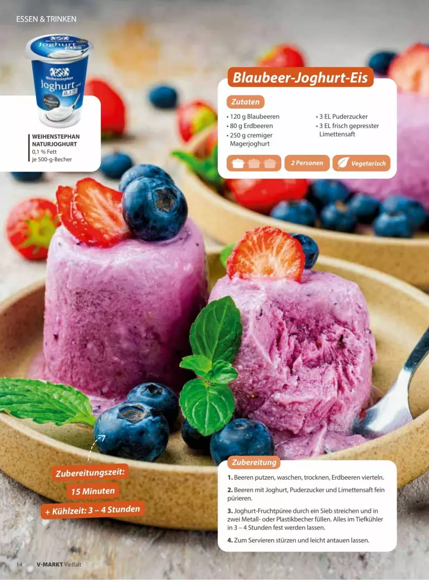 Aktueller Prospekt Vmarkt - Prospekte - von 09.07 bis 23.07.2025 - strona 14 - produkty: asti, Becher, beere, beeren, Blaubeer, blaubeere, erdbeere, erdbeeren, erde, frucht, joghur, joghurt, limette, limetten, Mett, metten, natur, naturjoghurt, püree, saft, Ti, weihenstephan, zucker