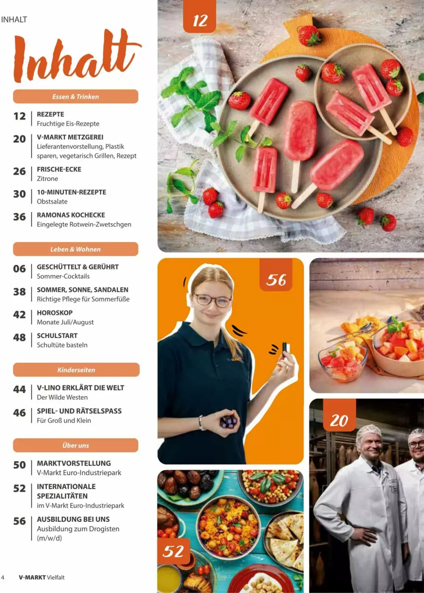 Aktueller Prospekt Vmarkt - Prospekte - von 09.07 bis 23.07.2025 - strona 4 - produkty: asti, cocktail, cocktails, eis, frucht, grill, obst, rezept, rezepte, rotwein, salat, salate, sandale, sandalen, Spezi, Ti, Tüte, usb, Vegeta, wein, Weste, Wild, zitrone
