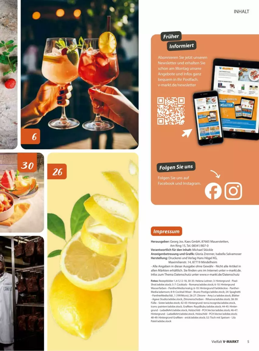 Aktueller Prospekt Vmarkt - Prospekte - von 09.07 bis 23.07.2025 - strona 5 - produkty: auer, cocktail, cocktails, drucker, eis, Holz, kaes, LG, Mixer, moser, rezept, Ria, ring, Ti, tisch, wasser, zitrone, zitronen