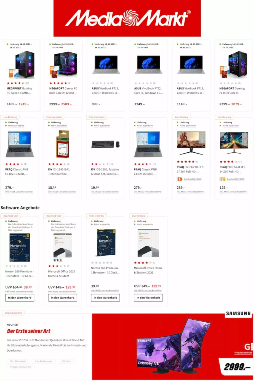 Aktueller Prospekt Media Markt - Prospekte - von 11.10 bis 25.10.2022 - strona 2 - produkty: angebot, angebote, asus, Intel, korb, neuheit, office, Software, VivoBook