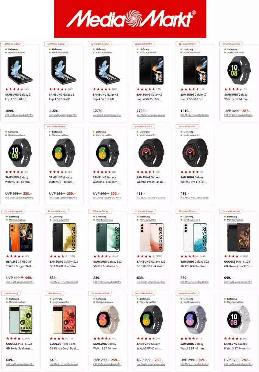 Aktueller Prospekt Media Markt - Prospekte - von 11.10 bis 25.10.2022 - strona 9 - produkty: ball, Coral, lack, ndk, Samsung, samsung galaxy, samsung galaxy watch, Samsung Galaxy Z, Samsung Galaxy Z Flip, versandkostenfrei