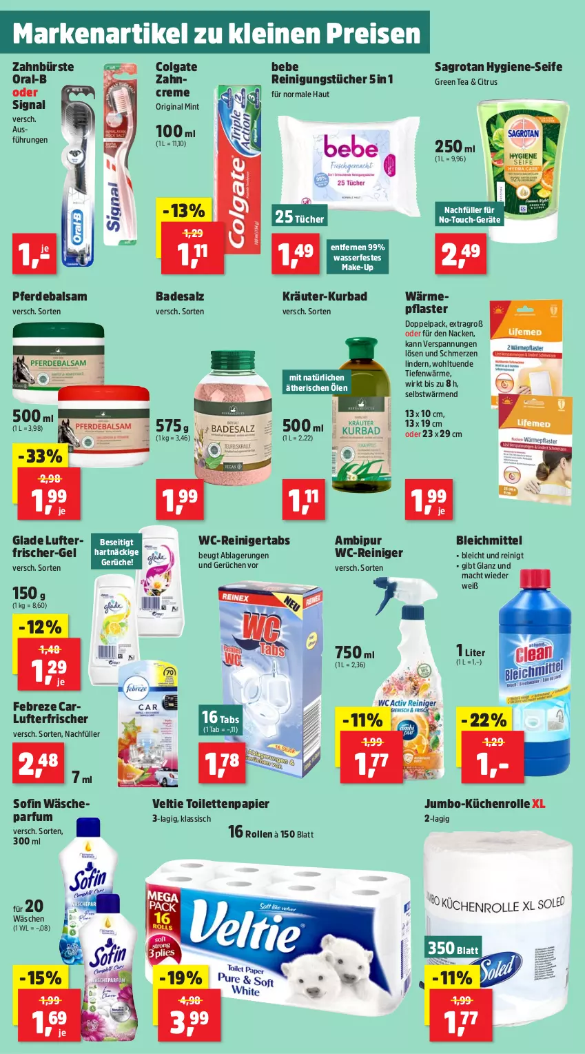 Aktueller Prospekt Thomas Philipps - von 23.09 bis 28.09.2024 - strona 10 - produkty: Bad, balsam, Bebe, bürste, citrus, colgate, creme, eis, erde, febreze, gin, Glade, green tea, jumbo, kräuter, küche, Küchen, küchenrolle, leine, LG, lufterfrischer, mac, Make-up, mint, oral-b, papier, parfum, pflaster, reiniger, Reinigung, reinigungstücher, reis, sagrotan, salz, Seife, Signal, Ti, toilettenpapier, tücher, wasser, wc-reiniger, zahnbürste, zahncreme