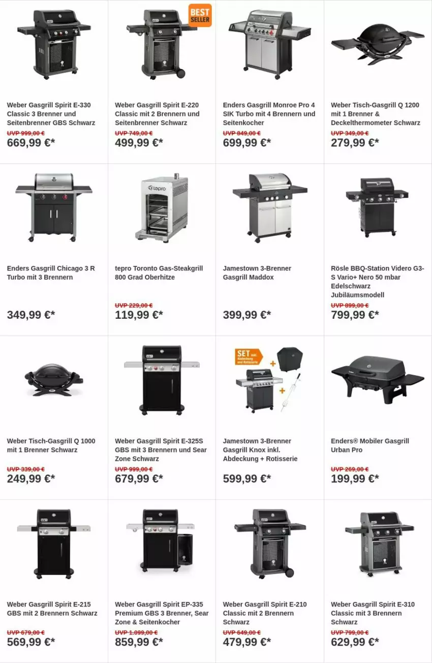 Aktueller Prospekt Obi - Prospekte - von 05.12 bis 13.12.2023 - strona 15 - produkty: decke, Deckel, dell, enders, gasgrill, grill, Jubiläums, Kocher, Mode, nero, rösle, steak, tepro, thermometer, Ti, tisch, weber