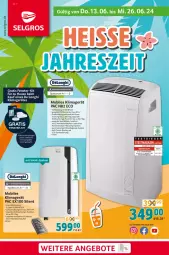 Gazetka promocyjna Selgros - Heiße Jahreszeit - Gazetka - ważna od 26.06 do 26.06.2024 - strona 1 - produkty: angebot, angebote, auto, Clin, delonghi, eis, fenster, fernbedienung, klimagerät, LG, mac, ring, rum, sim, Spektrum, Ti, tisch, wasser