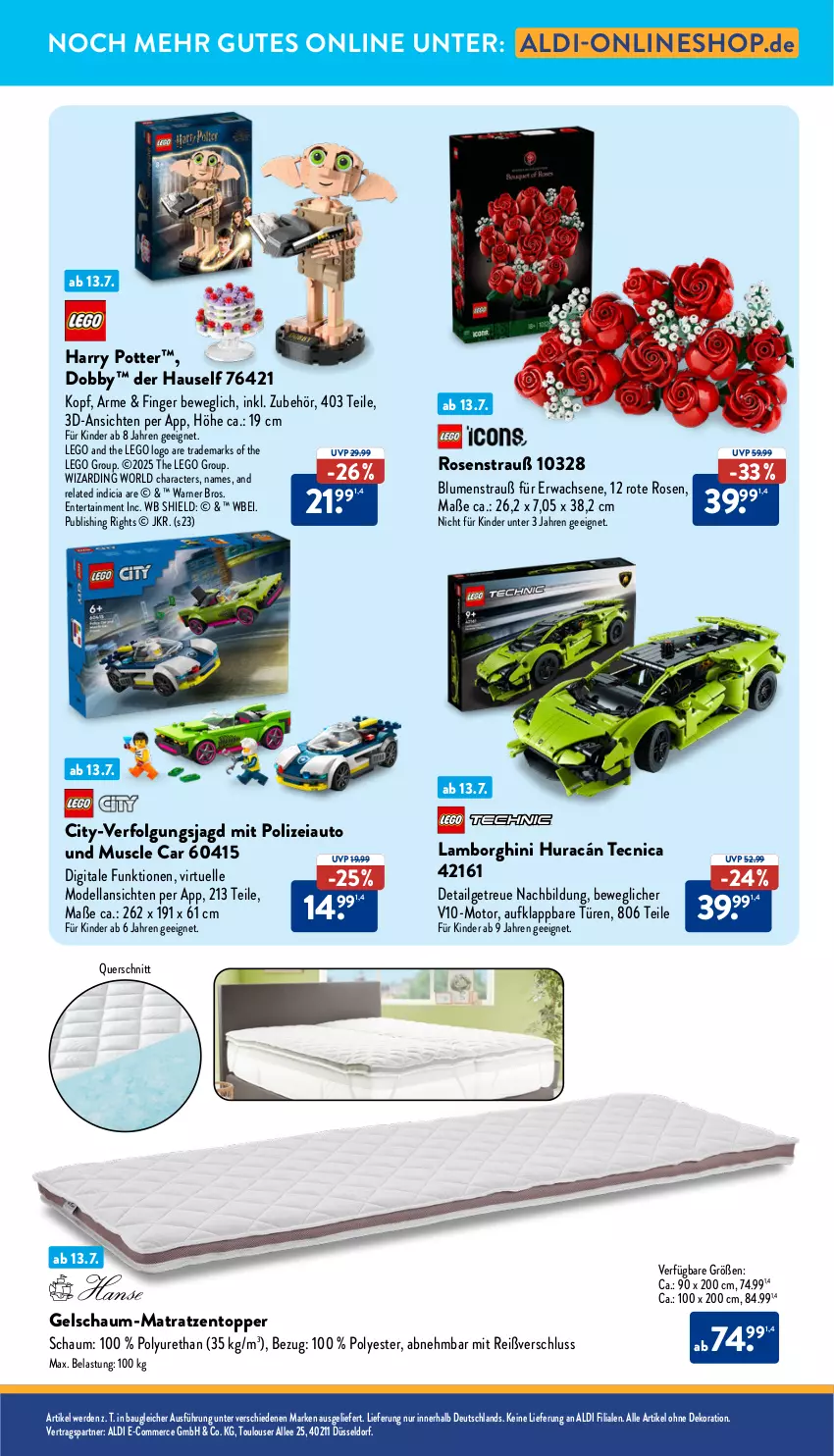 Aktueller Prospekt Aldi Nord - Von Montag - von 14.07 bis 19.07.2025 - strona 35 - produkty: aldi, alle artikel ohne dekoration, auto, Bau, blume, blumen, Blumenstrauß, dekoration, dell, elle, ente, erde, Kinder, LG, matratze, matratzen, Matratzentopper, Mode, rel, rosen, Rosenstrauß, Ti, topper