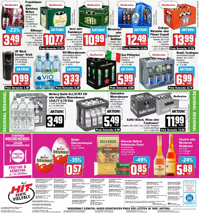 Aktueller Prospekt Hit - Prospekte - von 24.10 bis 29.10.2022 - strona 16 - produkty: aeg, Alwa, angebot, angebote, auer, Bad, Berger, bier, bitburger, braun, brause, buitoni, burger, chantré, drink, drucker, eimer, eis, elle, Engel, erde, erdinger, fassbrause, fisch, flasche, franziskaner, glasflasche, italienische pasta, jever, karlsberg, karlsberg mixery, kerze, Kinder, lack, Lübecker, mariacron, mineralwasser, Mixer, mixery, mönchshof, pasta, pils, pilsner, pilsner urquell, radeberger, Rauch, reis, Ria, rwe, san pellegrino, Staatl. Fachingen, Steinsieker, Ti, uhr, wasser, wein, weinbrand, weissbier, ZTE