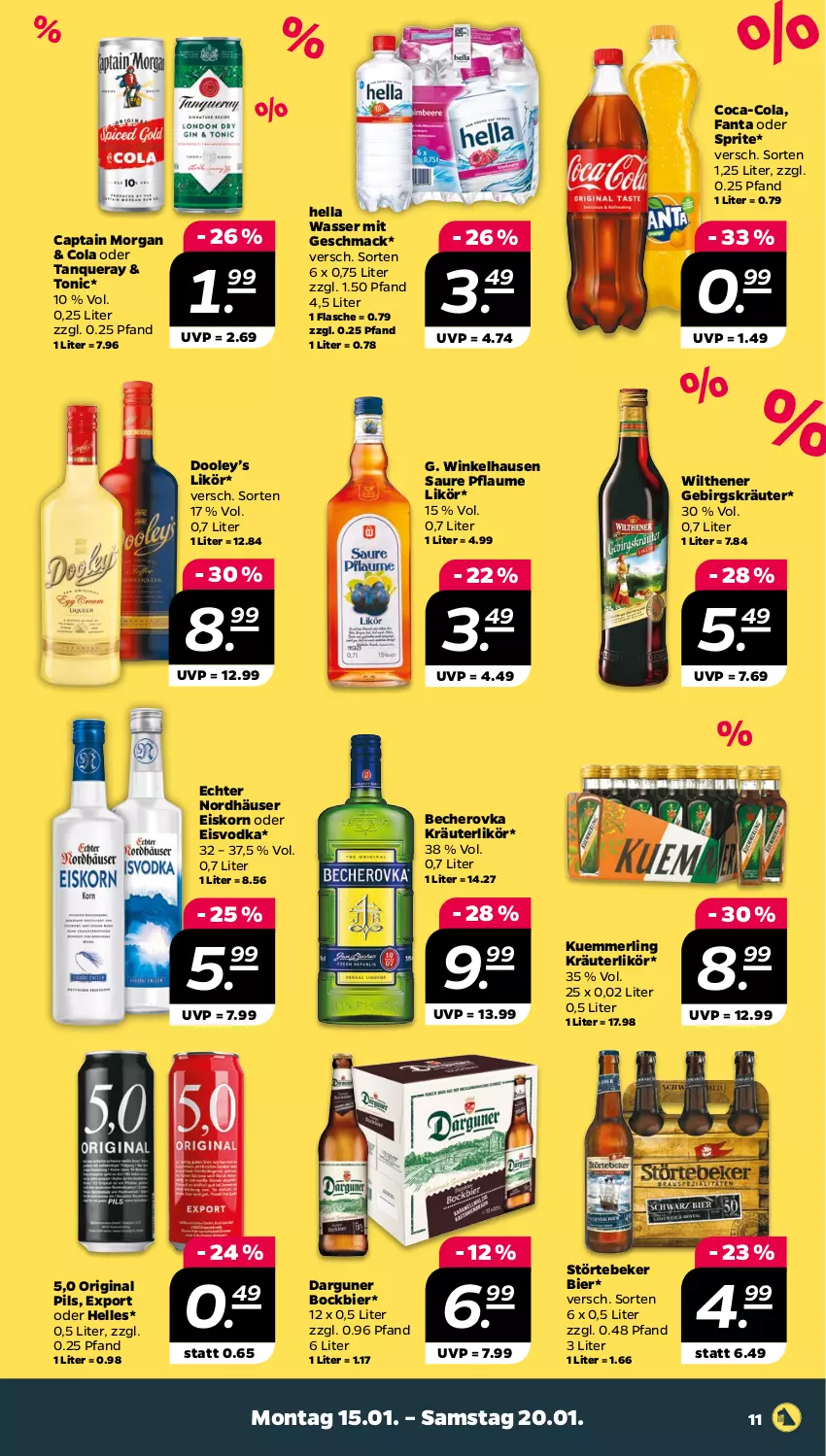 Aktueller Prospekt Netto - Woche 3 - von 15.01 bis 20.01.2024 - strona 11 - produkty: Becher, Becherovka, bier, Cap, captain morgan, coca-cola, cola, eis, elle, fanta, fanta oder, fanta oder sprite, flasche, gin, hella, hero, korn, kräuter, kräuterlikör, kuemmerling, likör, mac, merl, oder sprite, pflaume, pils, sprite, störtebeker, Tanqueray, tonic, vodka, wasser, wilthener, winkelhausen