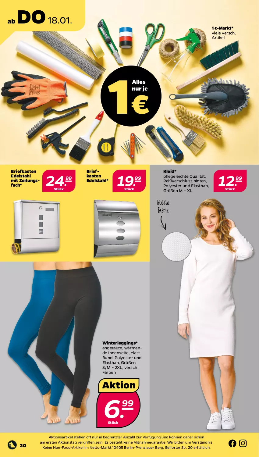 Aktueller Prospekt Netto - Woche 3 - von 15.01 bis 20.01.2024 - strona 20 - produkty: auer, brie, edelstahl, gin, kleid, leggings, Ti, ZTE