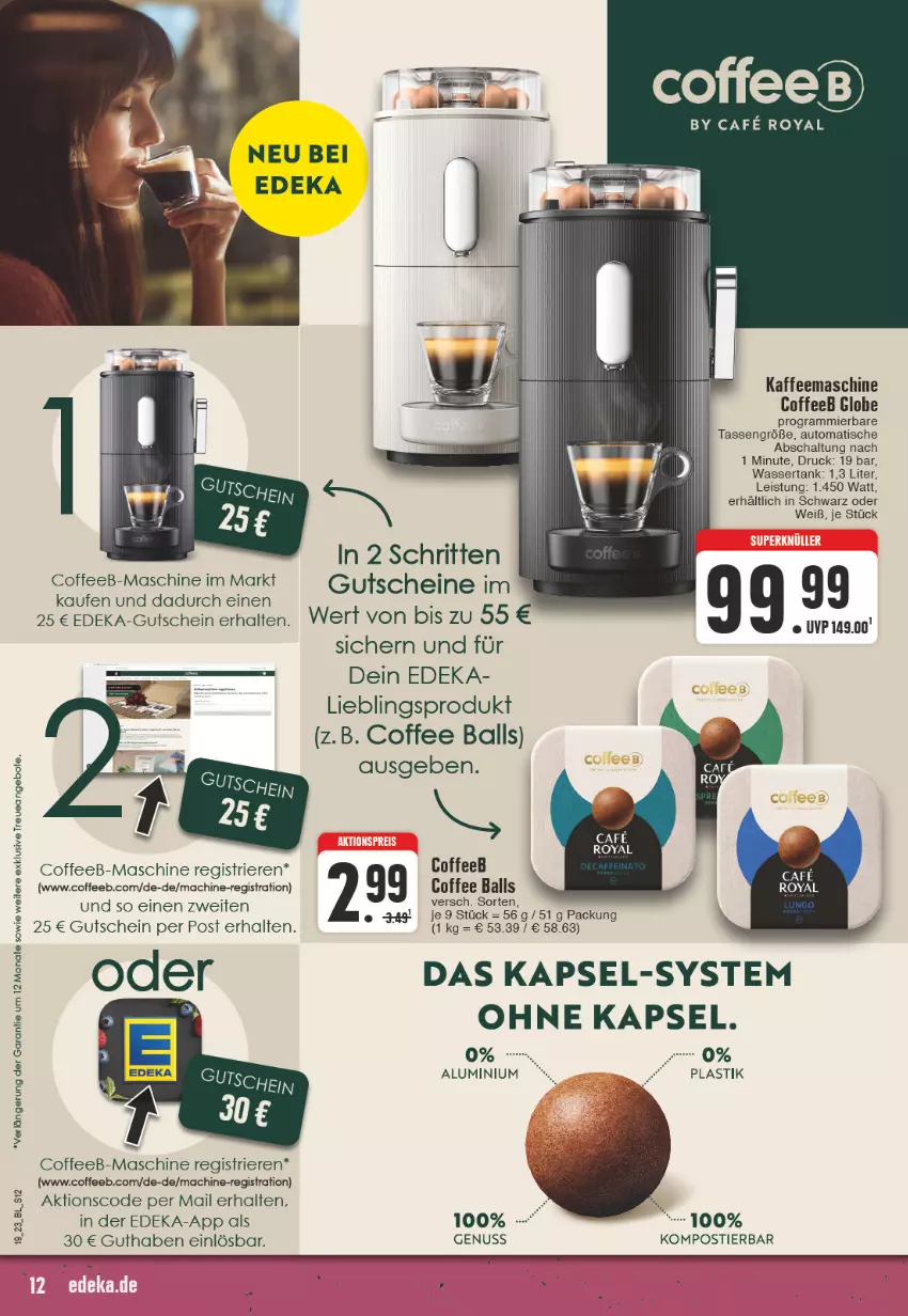 Aktueller Prospekt Edeka - Angebote der Woche - von 08.05 bis 13.05.2023 - strona 12 - produkty: angebot, angebote, asti, auto, ball, deka, eis, gutschein, gutscheine, kaffee, kaffeemaschine, mac, nuss, Schal, Stier, tasse, Ti, tisch, wasser, wassertank