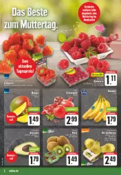 Gazetka promocyjna Edeka - Angebote der Woche - Gazetka - ważna od 13.05 do 13.05.2023 - strona 2 - produkty: aktionspreis, banane, bananen, beere, beeren, bio, Birnen, decke, eis, erdbeere, erdbeeren, grana, Granatäpfel, kiwi, mango, mangos, nuss, Rana, reis, Schal, Schale, tafelbirnen, Ti