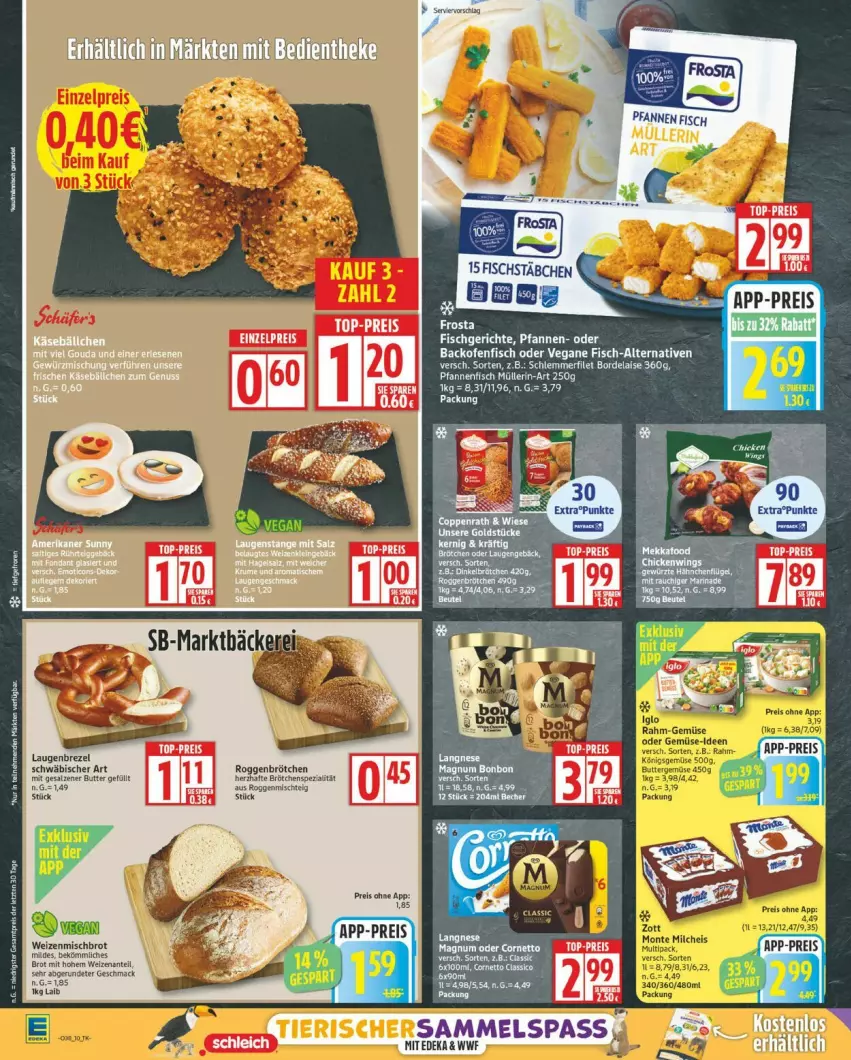 Aktueller Prospekt Edeka - Prospekte - von 15.09 bis 20.09.2025 - strona 10 - produkty: backofen, bordelaise, brezel, brot, brötchen, butter, cornetto, eis, elle, filet, fisch, gewürz, Gewürzmischung, gouda, Käse, langnese, Laugenbrezel, mac, magnum, Müller, nuss, Ofen, pfanne, pfannen, reis, roggenbrötchen, salz, schlemmerfilet, Sharp, Spezi, Ti, top-preis, weizenmischbrot
