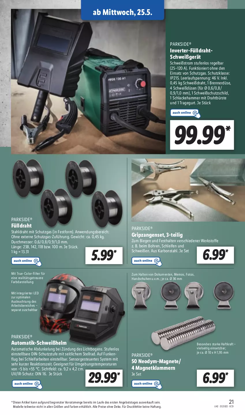 Aktueller Prospekt Lidl - Aktionsprospekt - von 23.05 bis 28.05.2022 - strona 21 - produkty: angebot, auto, bürste, dell, Draht, eis, elle, ente, handschuhe, Klammern, kraft, lack, Lacke, lamm, messer, Mode, Parkside, reis, Schal, schuhe, Schutzschild, Ti, tisch, Zangen, ZTE