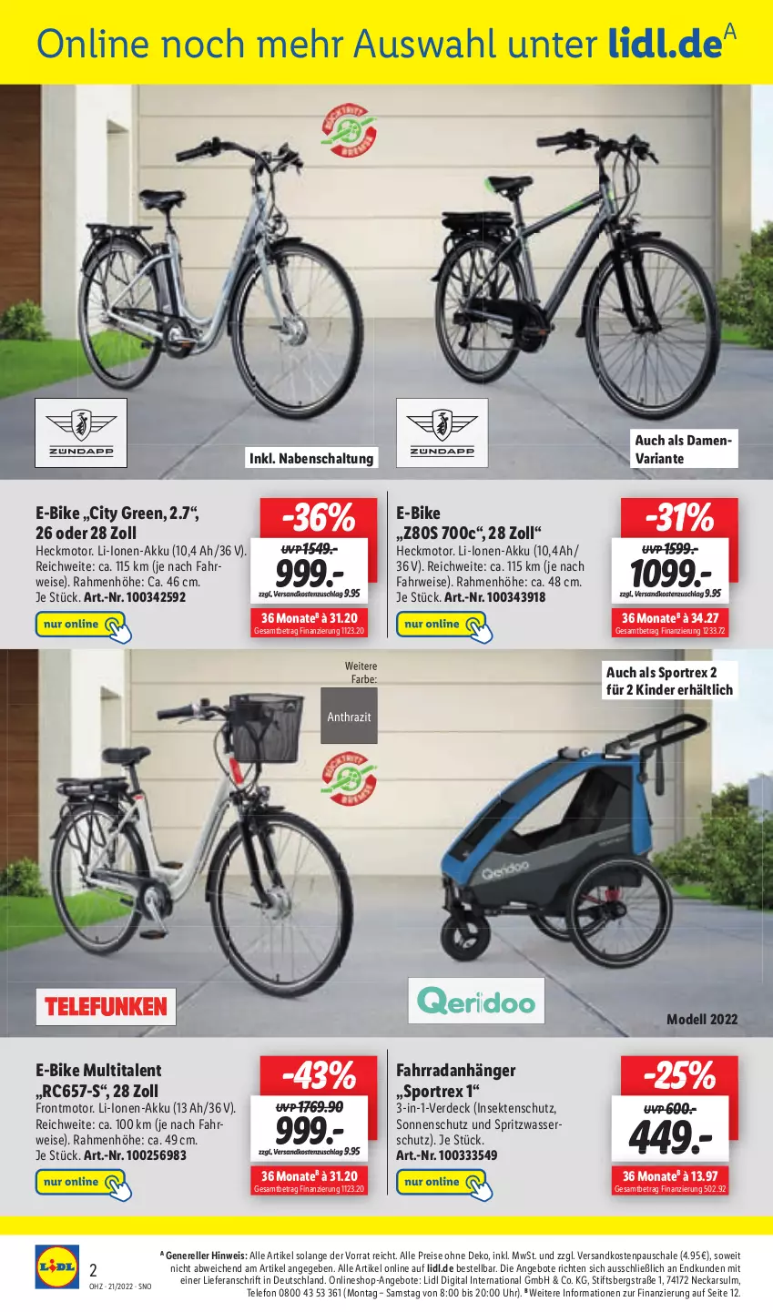 Aktueller Prospekt Lidl - Aktionsprospekt - von 23.05 bis 28.05.2022 - strona 44 - produkty: akku, angebot, angebote, Anhänger, dell, E-Bike, eis, elle, erde, Fahrrad, insektenschutz, Kinder, Mode, ndk, reis, rel, Ria, rwe, Schal, Schale, sekt, sonnenschutz, Sport, telefon, Ti, uhr, wasser