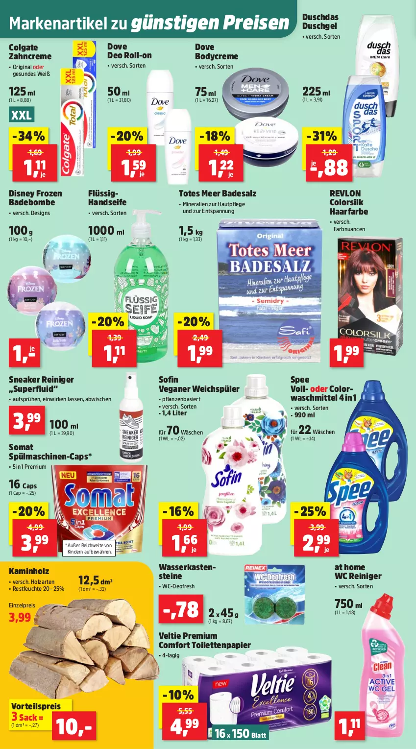 Aktueller Prospekt Thomas Philipps - von 10.11 bis 15.11.2025 - strona 10 - produkty: Bad, body, Cap, colgate, colorwaschmittel, creme, deo, deo roll-on, disney, dove, duschdas, duschgel, eis, gin, Handseife, Hautpflege, Holz, Kamin, Kaminholz, Kinder, LG, Nuance, papier, pflanze, pflanzen, reiniger, reis, roll-on, sac, salz, Seife, sneaker, somat, spee, spülmaschinen, Ti, toilettenpapier, vorteilspreis, waschmittel, wasser, weichspüler, zahncreme