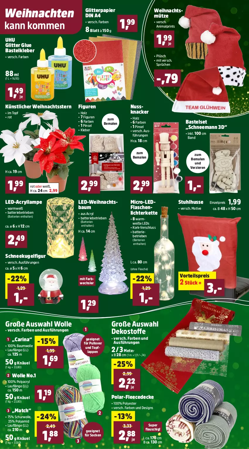 Aktueller Prospekt Thomas Philipps - von 10.11 bis 15.11.2025 - strona 6 - produkty: batterie, batterien, Bau, baumwolle, decke, Dekostoff, din a4, eis, flasche, fleecedecke, Holz, Kette, kleber, knacker, Kugel, Lampe, leds, lichterkette, Mütze, nuss, Nussknacker, papier, Pinsel, Plüsch, Pullover, reis, Schneekugel, socken, stuhl, Ti, topf, uhu, vorteilspreis, weihnachten, Weihnachtsbaum, Weihnachtsstern, wolle