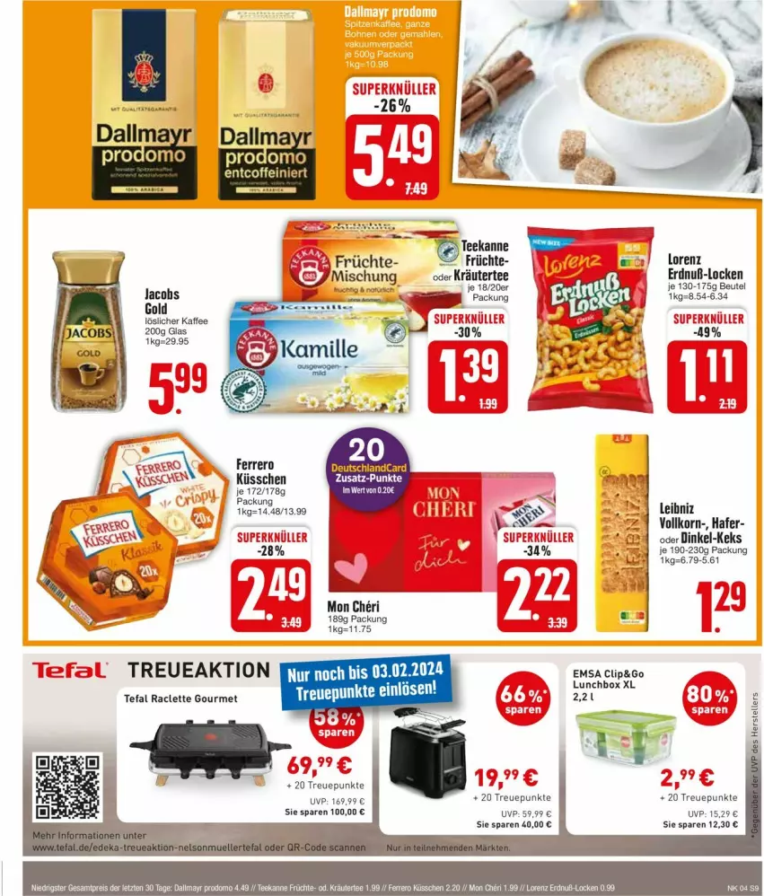 Aktueller Prospekt Edeka - Prospekte - von 22.01 bis 27.01.2024 - strona 11 - produkty: beutel, eis, elle, ferrero, früchte, hafer, jacobs, kaffee, keks, korn, leibniz, lorenz, löslicher kaffee, lunchbox, reis, sac, tee, teekanne, tefal, teller, Ti, ZTE