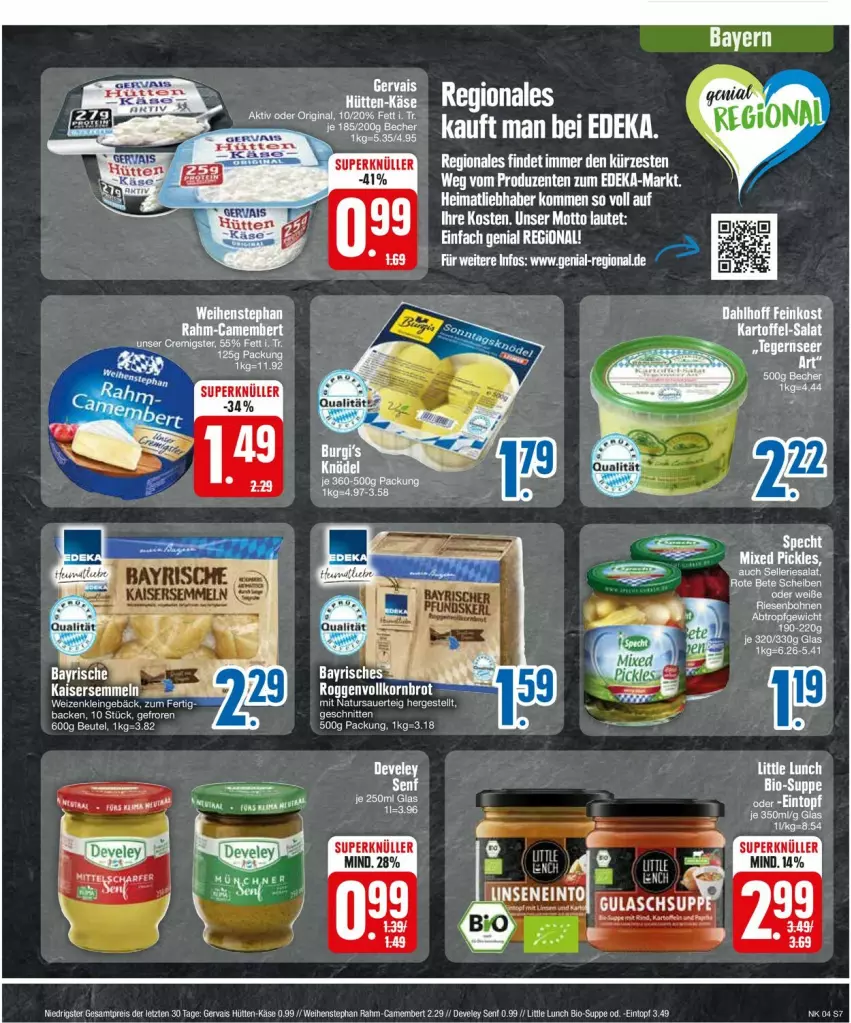 Aktueller Prospekt Edeka - Prospekte - von 22.01 bis 27.01.2024 - strona 9 - produkty: beutel, bio, deka, develey, eintopf, feinkost, gervais, gin, Kaiser, Kaisersemmel, kartoffel, salat, Semmel, senf, suppe, Tegernseer, Ti, topf, ZTE