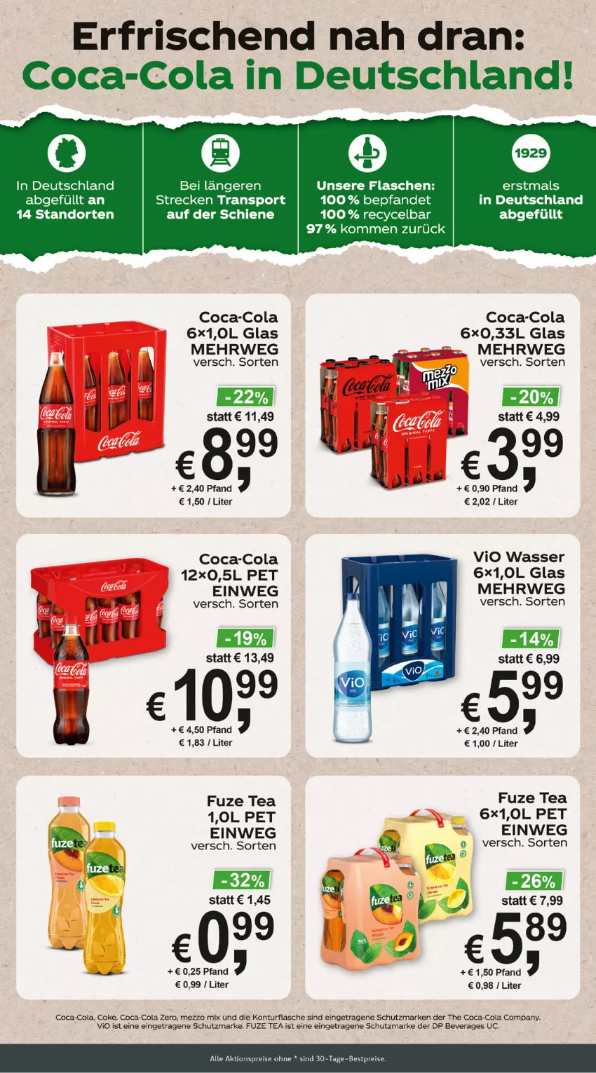 Aktueller Prospekt Getraenkeland - von 04.09 bis 16.09.2023 - strona 5 - produkty: aktionspreis, bestpreis, bestpreise, coca-cola, cola, eis, flasche, fuze tea, Mezzo Mix, reis, rwe, Sport, Ti, wasser