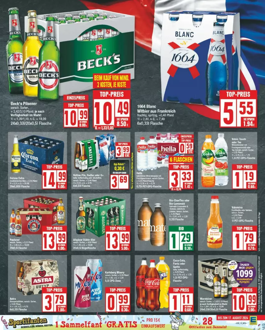 Aktueller Prospekt Edeka - Prospekte - von 22.07 bis 27.07.2024 - strona 13 - produkty: beck's, bier, bio, fanta, fanta oder, flasche, frucht, mac, pils, pilsener, Ti