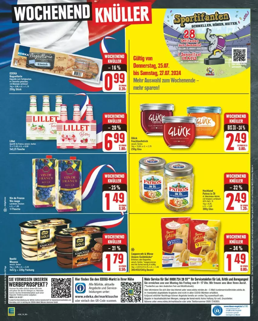 Aktueller Prospekt Edeka - Prospekte - von 22.07 bis 27.07.2024 - strona 16 - produkty: auer, aufstrich, baguette, Bau, coppenrath, Coral, deka, eis, elle, frucht, fruchtaufstrich, Goldstücke, hochland, patros, sac, tee, telefon, Ti, uhr