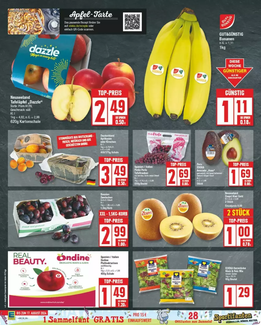 Aktueller Prospekt Edeka - Prospekte - von 22.07 bis 27.07.2024 - strona 2 - produkty: banane, bananen, eis, Elan, reis, tafeläpfel, Ti, top-preis