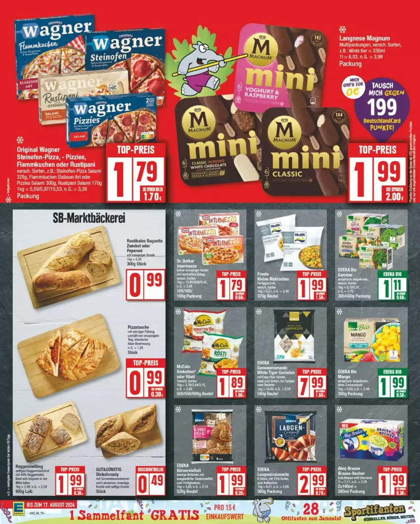 Aktueller Prospekt Edeka - Prospekte - von 22.07 bis 27.07.2024 - strona 6 - produkty: baguette, gin, langnese, magnum, Ofen, original wagner, pizza, rustipani, salami, steinofen, Tasche, tee, Ti, wagner, zwiebel