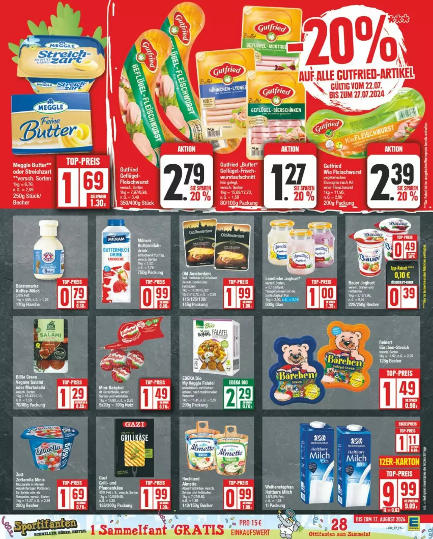 Aktueller Prospekt Edeka - Prospekte - von 22.07 bis 27.07.2024 - strona 7 - produkty: butter, eis, grill, Grillkäse, Käse, meggle, reis, top-preis