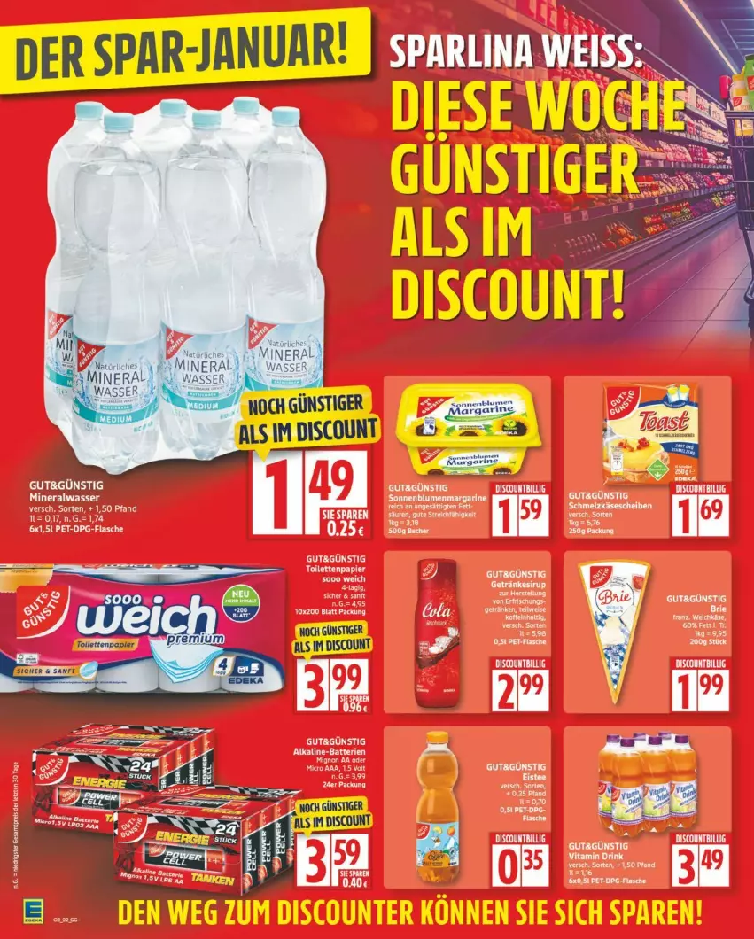 Aktueller Prospekt Edeka - Prospekte - von 12.01 bis 17.01.2026 - strona 2 - produkty: Becher, blume, blumen, discount, Käse, käsescheiben, margarine, Schmelzkäse, sonnenblume, sonnenblumen, Ti