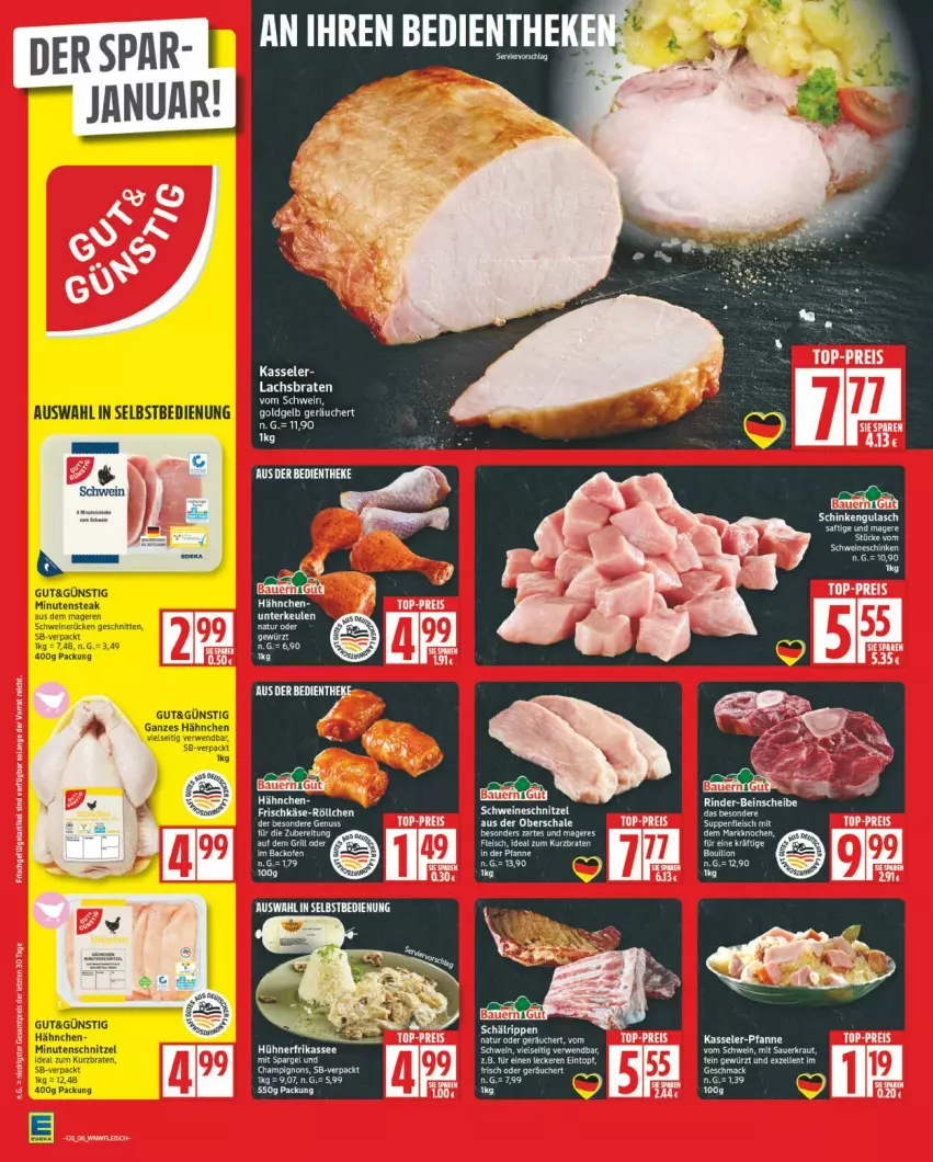 Aktueller Prospekt Edeka - Prospekte - von 12.01 bis 17.01.2026 - strona 6 - produkty: braten, eintopf, eis, elle, frischkäse, gewürz, Käse, kasseler, lachs, Lachsbraten, natur, pfanne, reis, Schal, Schale, schwein, tee, top-preis, topf, wein