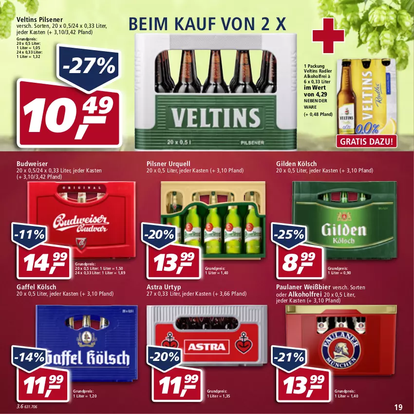 Aktueller Prospekt Real - Real Handzettel - von 07.03 bis 12.03.2022 - strona 19 - produkty: alkohol, Astra, bier, budweiser, eis, Paula, paulaner, pils, pilsener, pilsner, pilsner urquell, radler, reis, Ti, urtyp, veltins, veltins pilsener